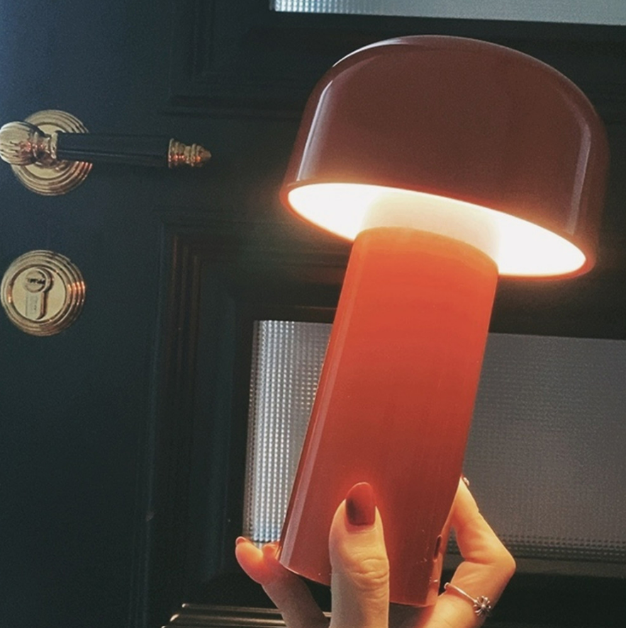 Cordless Mushroom Table Lamp LED Portable Wireless Night Light (Red)