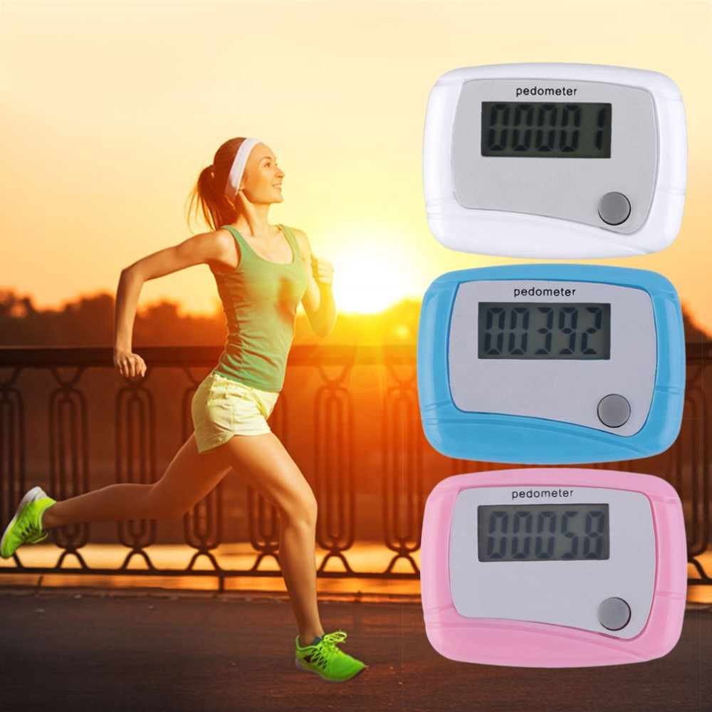 Mini Portable Pedometer LCD Running Step Foot Distance Counter Tracker Clip (Blue)