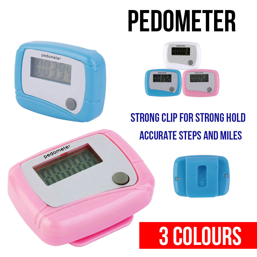 Mini Portable Pedometer LCD Running Step Foot Distance Counter Tracker Clip (Blue)