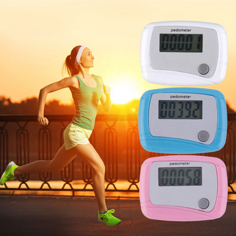 Mini Portable Pedometer LCD Running Step Foot Distance Counter Tracker Clip (Pink)