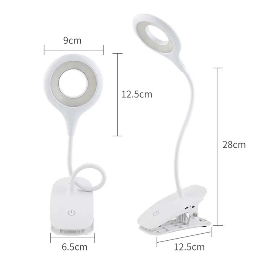 1200mAh Rechargeable LED Clip Lamp USB Powered 3W Desk Reading Lamp