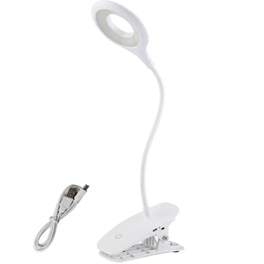 1200mAh Rechargeable LED Clip Lamp USB Powered 3W Desk Reading Lamp