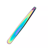 Eyebrow Tweezers Slanted Rainbow Stainless Steel