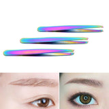 Eyebrow Tweezers Slanted Rainbow Stainless Steel