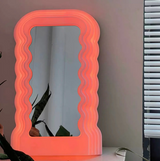 Wavy LED Neon Mirror Squiggle Light Up Standing Vanity Mirror With Remote