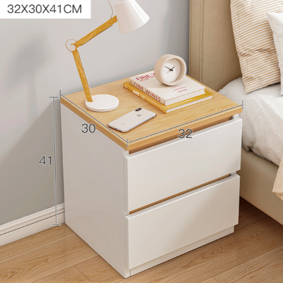 Porter Modern Two-Drawer Nightstand with Wooden Top and Storage