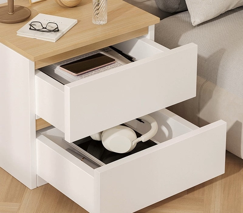 Porter Modern Two-Drawer Nightstand with Wooden Top and Storage