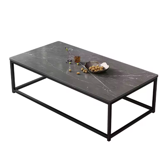 Granite Luxe Coffee Table Modern Display Shelf Rectangular Frame